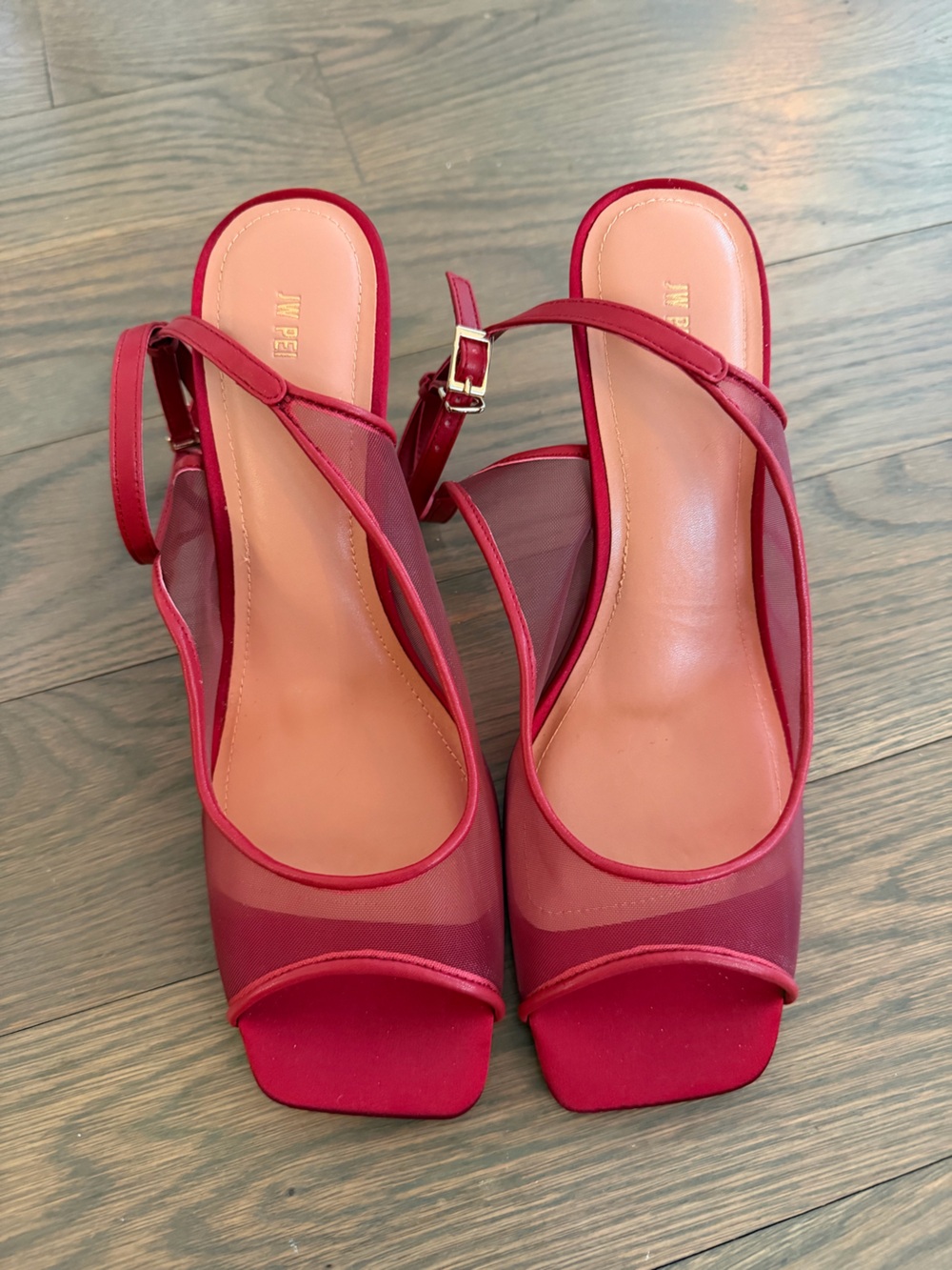 JW PEI Serenity Open Toe Mesh Slingback Sandals - Burgundy - Women’s 8.5